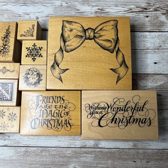 Lot of 20 Christmas PSX Design (1980-1999) Wood Mounted Rubber Stamp Vintage - Picture 2 of 16